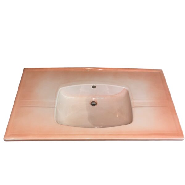 Large Retro Vanity Washbasin in 2 Tone Peach Colour