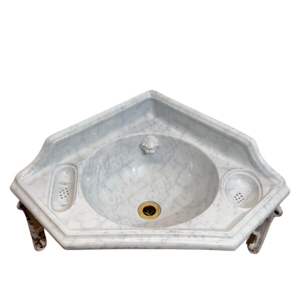Small Marbleised Antique Corner Basin