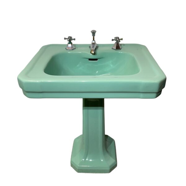 Art Deco "Standard" Sussex Basin and Pedestal in Turquoise