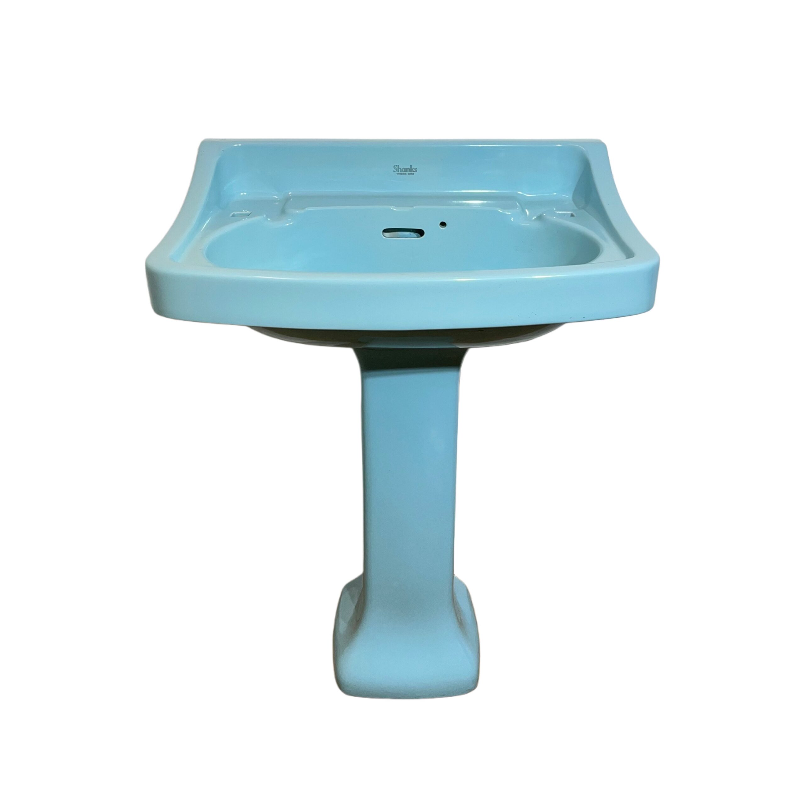 Vintage Shanks Basin & Pedestal in Arctic Blue