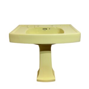 Vintage Twyfords Basin & Pedestal in Primrose Yellow c.1958