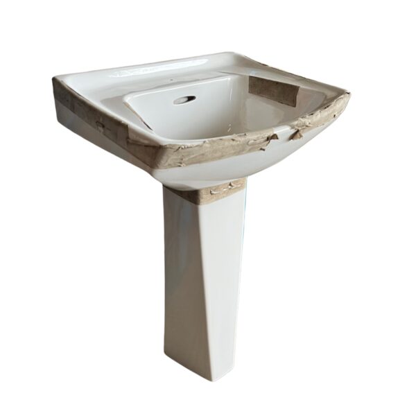 Unusual Mid Century White Basin & Pedestal - Image 3
