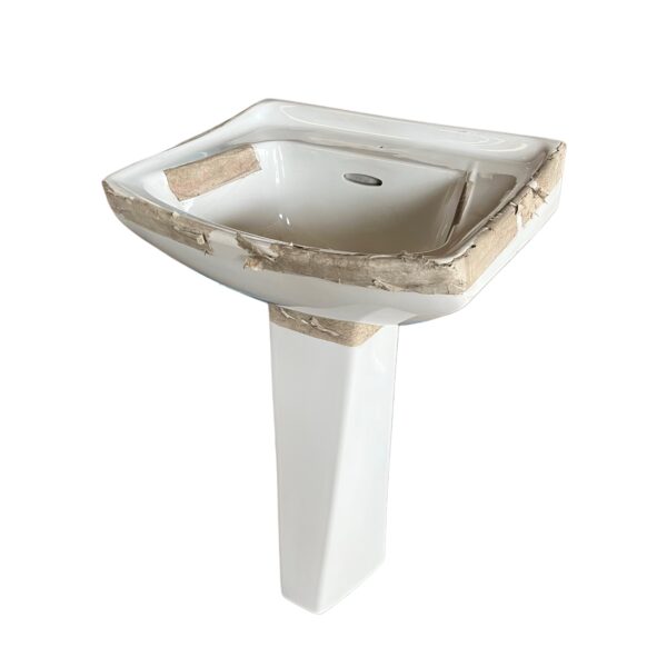 Unusual Mid Century White Basin & Pedestal - Image 2