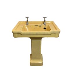 Art Deco Armitage Ware Amber Basin & Pedestal