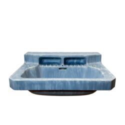 Marble Glazed Armitage Blue Art Deco Basin with Brackets