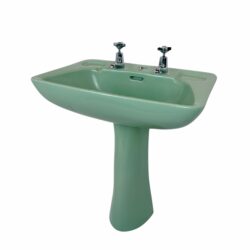 Retro Jade Green Basin & Pedestal