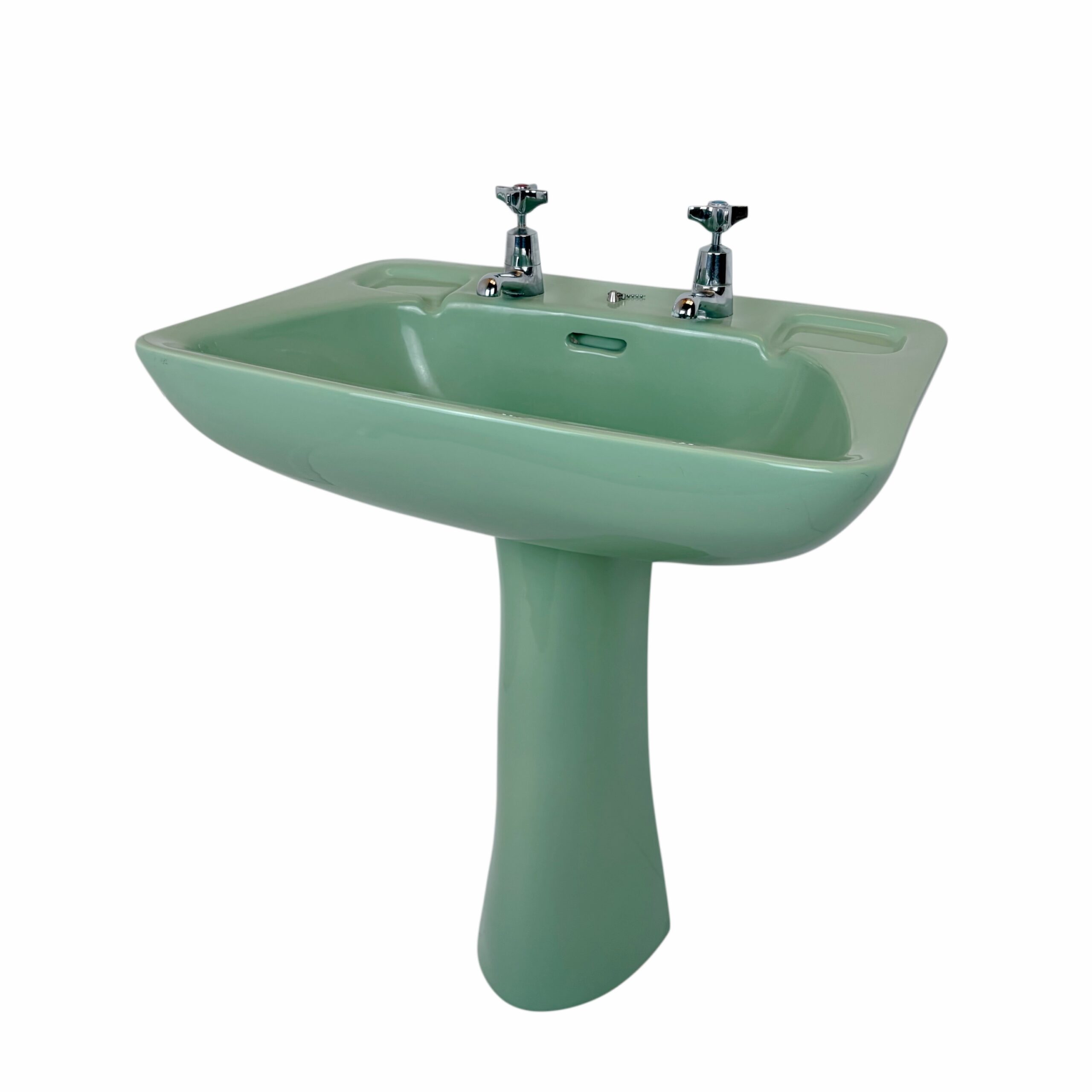 Retro Jade Green Basin & Pedestal