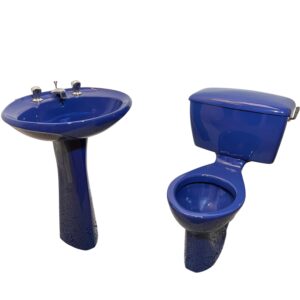 Midnight Blue Toilet & Sink Retro Cloakroom Suite