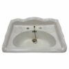 Antique victorian white bathroom basin with rolled edges and nickle plated chain and waste