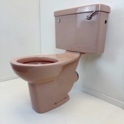 Alternative view of Close Coupled 1970s Coral Pink Toilet