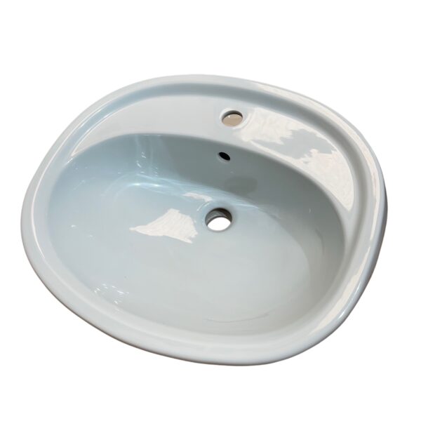 Caradon Twyford Vista Semi Recessed Basin in Freshwater Blue 1TH - Image 2