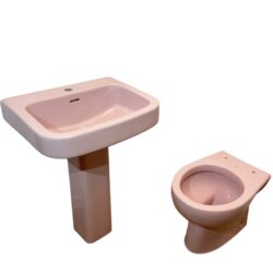 Chiffon Pink Toilet & Basin Cloakroom Set