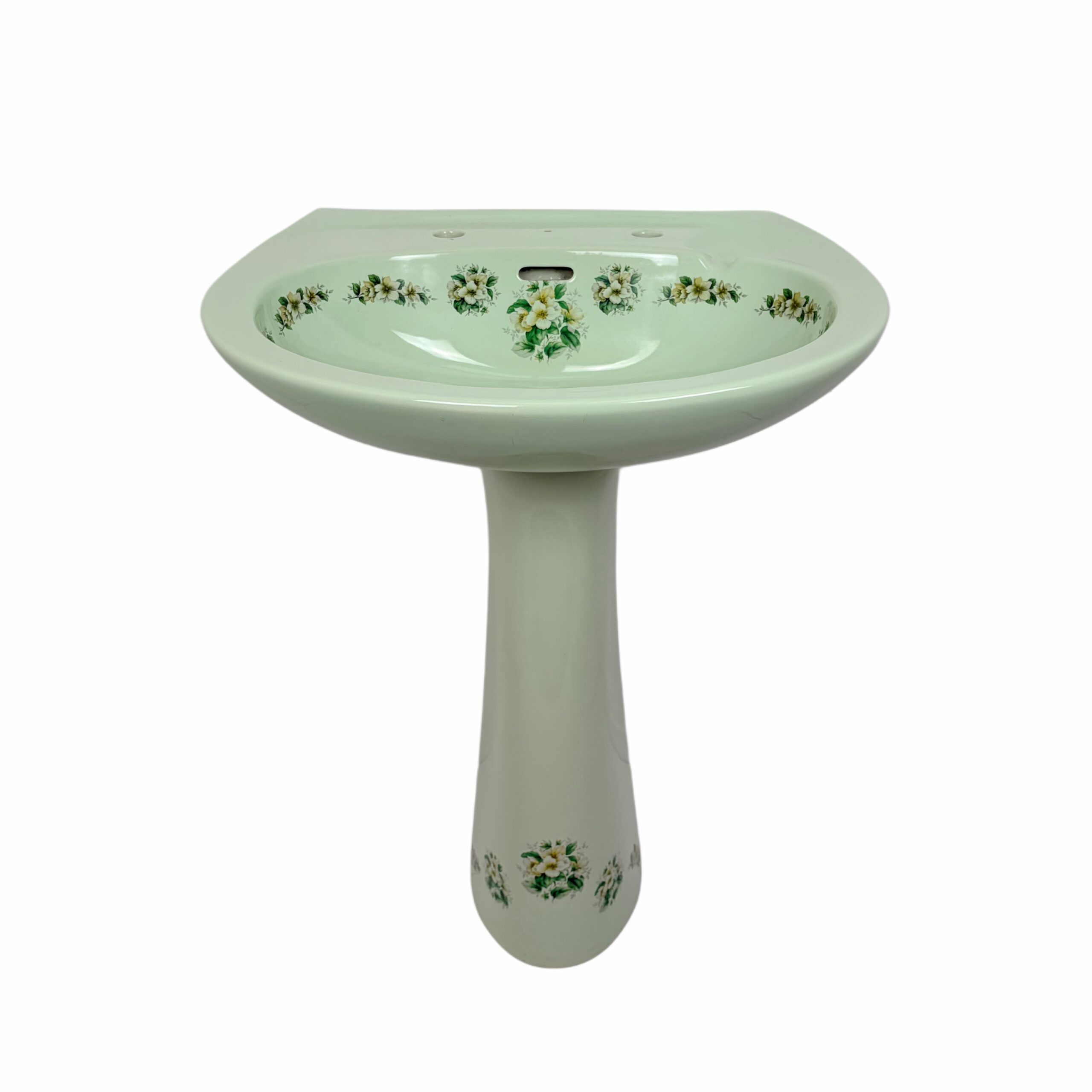 Balterley Light Green Apple Blossom Basin & Pedestal