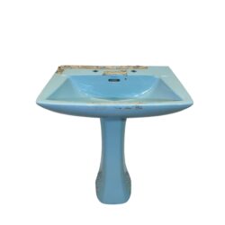 Pyramid Sky Blue Mid Century Basin & Pedestal