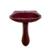 Burgundy Retro Shell Basin & Pedestal