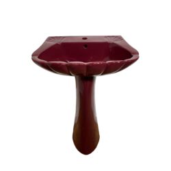 Burgundy Retro Shell Basin & Pedestal