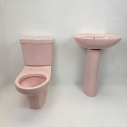 Alternative view of Pale Pink Retro Toilet & Pedestal Sink Suite
