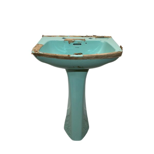 New Old Stock Twyfords Sink and Pedestal in Turquoise