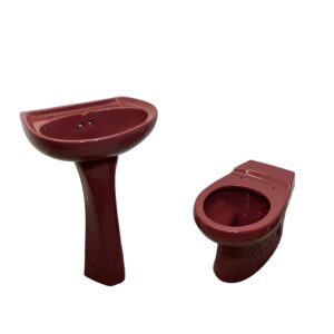 Retro Damask Toilet & Sink Set