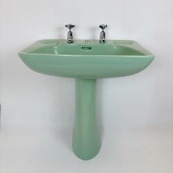 Alternative view of Retro Jade Green Basin & Pedestal