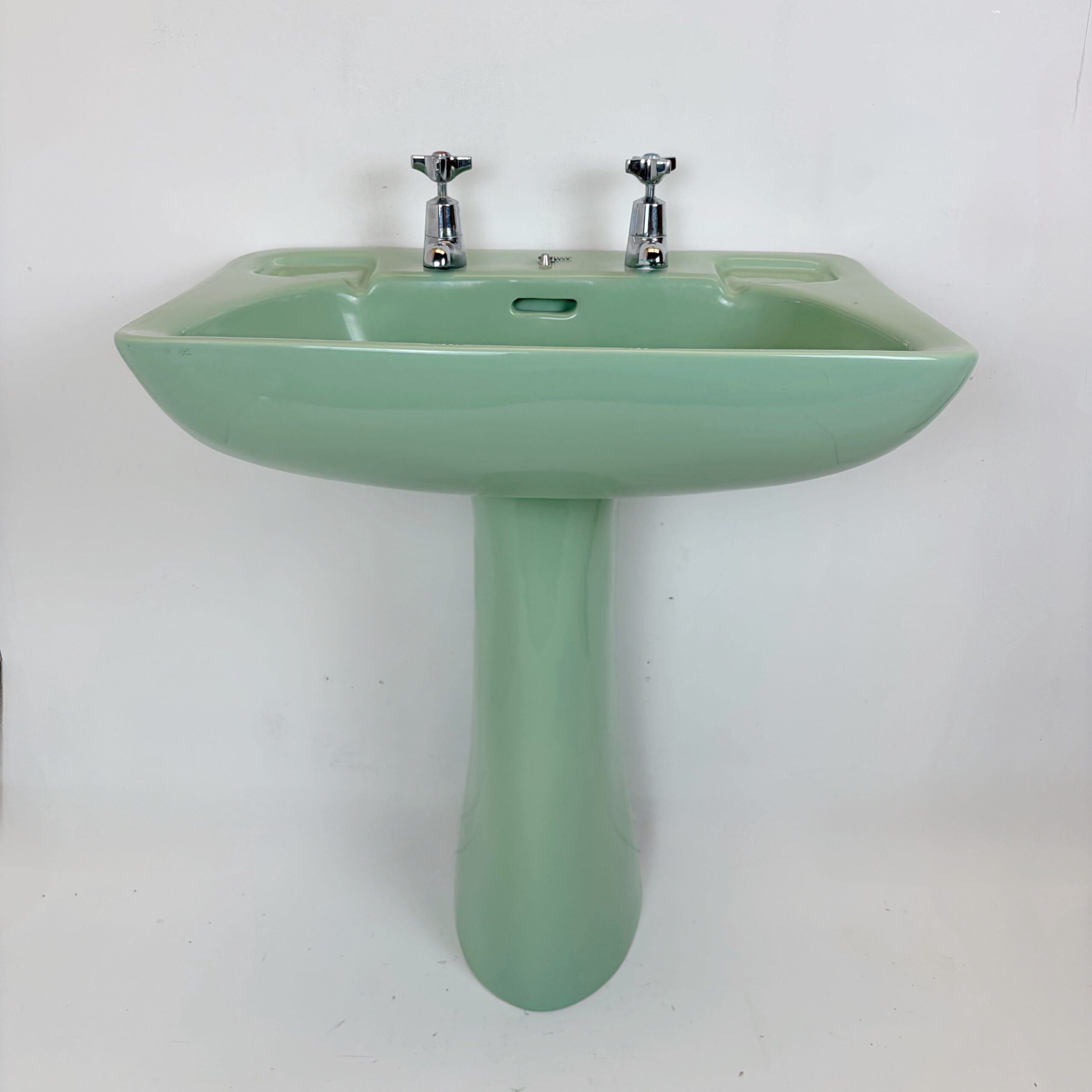 Retro Jade Green Basin & Pedestal - Image 2