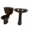 Sepia Brown Toilet & Pedestal Basin Suite 1970s