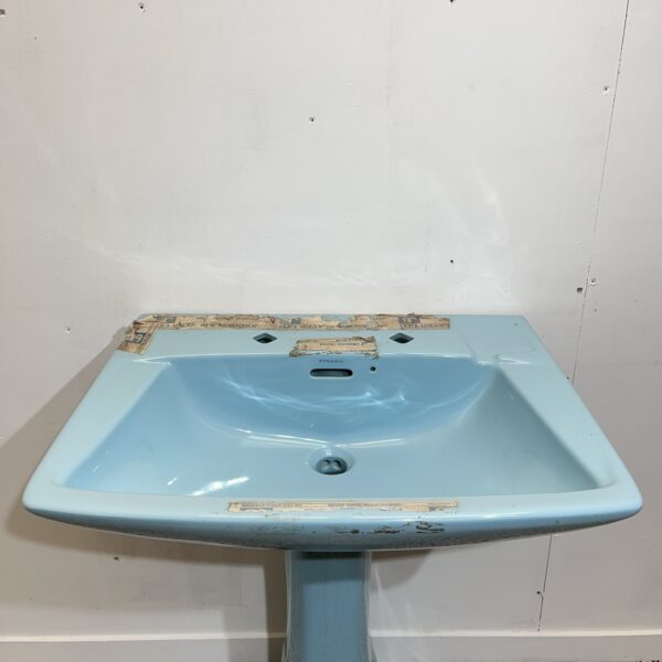 Pyramid Sky Blue Mid Century Basin & Pedestal - Image 2