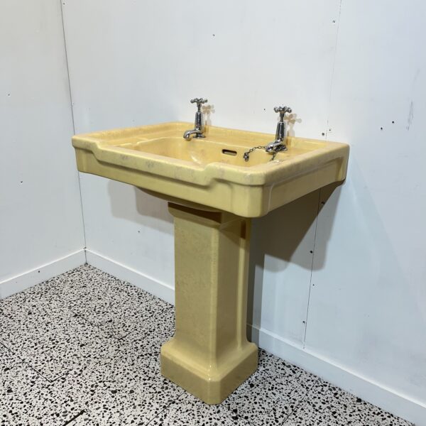 Art Deco Armitage Ware Amber Basin & Pedestal - Image 3