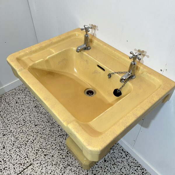 Art Deco Armitage Ware Amber Basin & Pedestal - Image 4