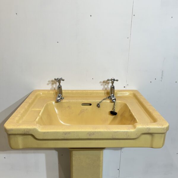 Art Deco Armitage Ware Amber Basin & Pedestal - Image 2