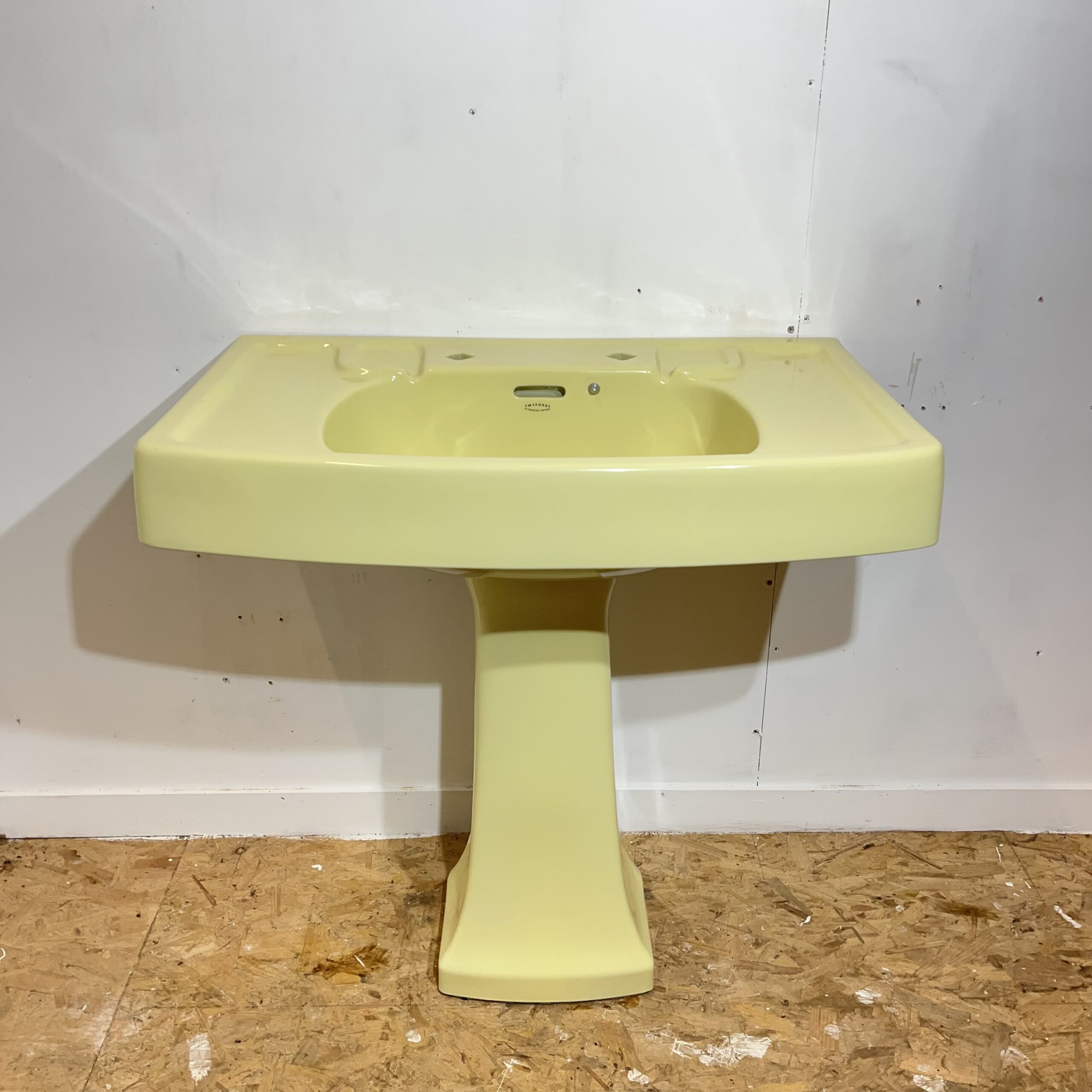 Vintage Twyfords Basin & Pedestal in Primrose Yellow c.1958 - Image 2