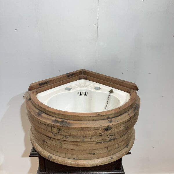 Vintage Reclaimed Teak Corner Basin made by Poutney & Co - Image 3
