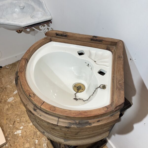 Vintage Reclaimed Teak Corner Basin made by Poutney & Co - Image 4