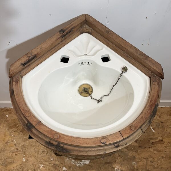 Vintage Reclaimed Teak Corner Basin made by Poutney & Co - Image 2