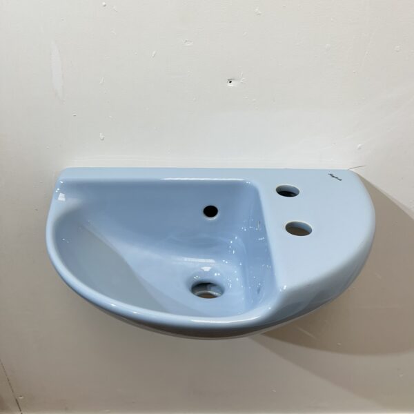 Cornflower Blue Twyfords Back to Wall Toilet & Basin Suite - Image 4