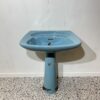 Blue basin and pedestal with white background