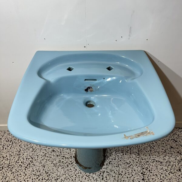 Mid Century Retro “Standard” Kingston Basin & Pedestal in Clair de Lune Blue - Image 4