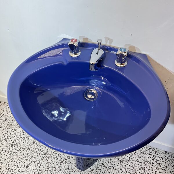 Midnight Blue Toilet & Sink Retro Cloakroom Suite - Image 5