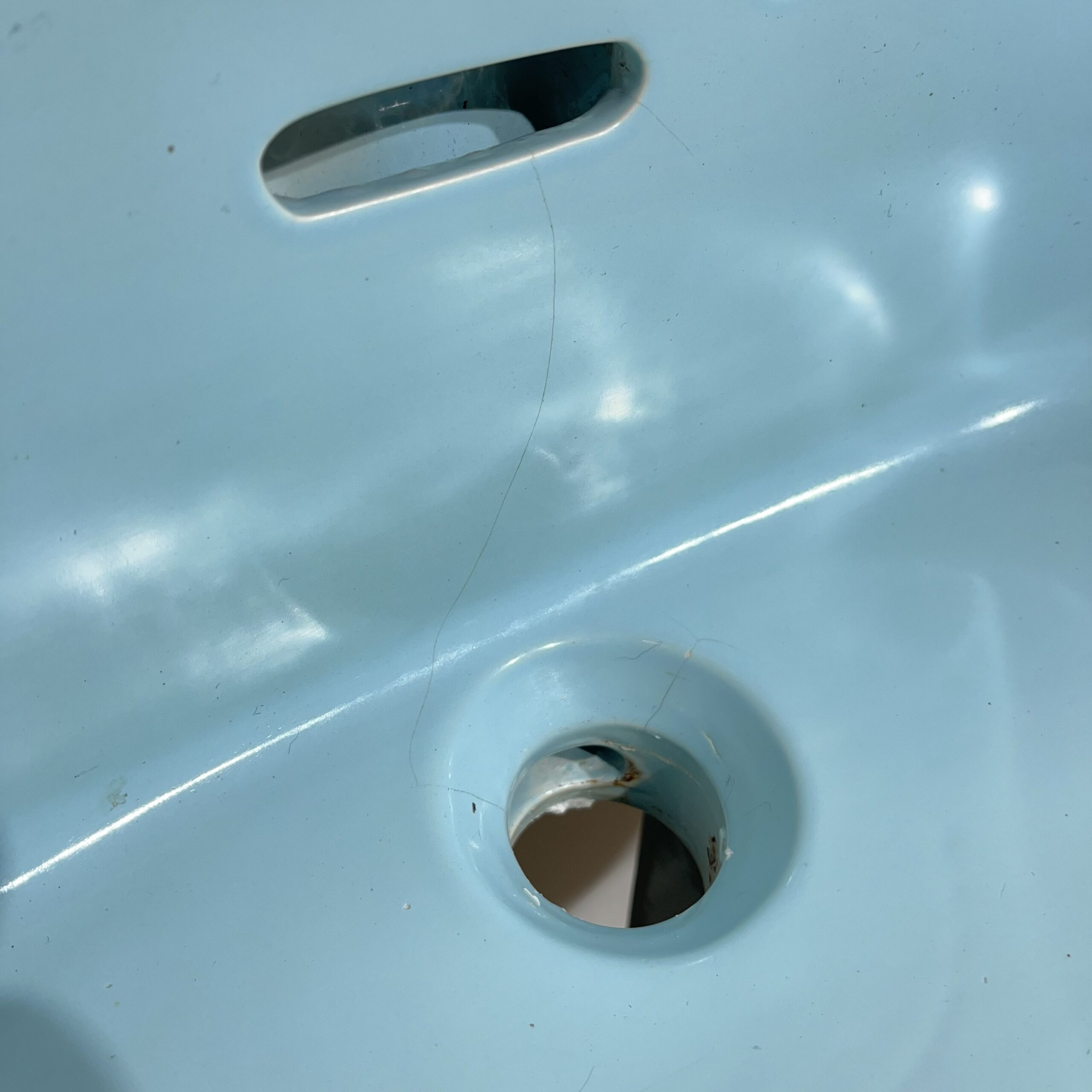 Vintage Shanks Basin & Pedestal in Arctic Blue - Image 5