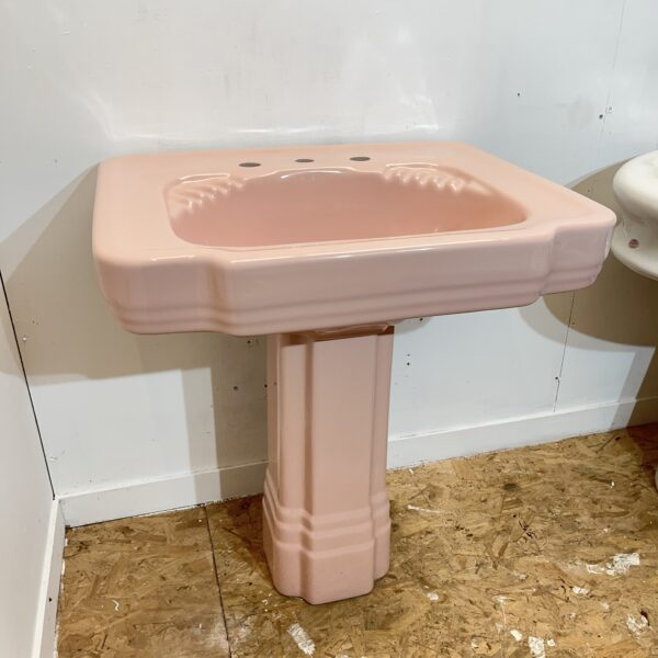 “Standard” Neo Lux Art Deco Style Sink in Coral Pink - Image 3