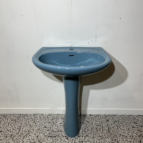 Retro Bermuda Blue Basin & Pedestal - Image 2