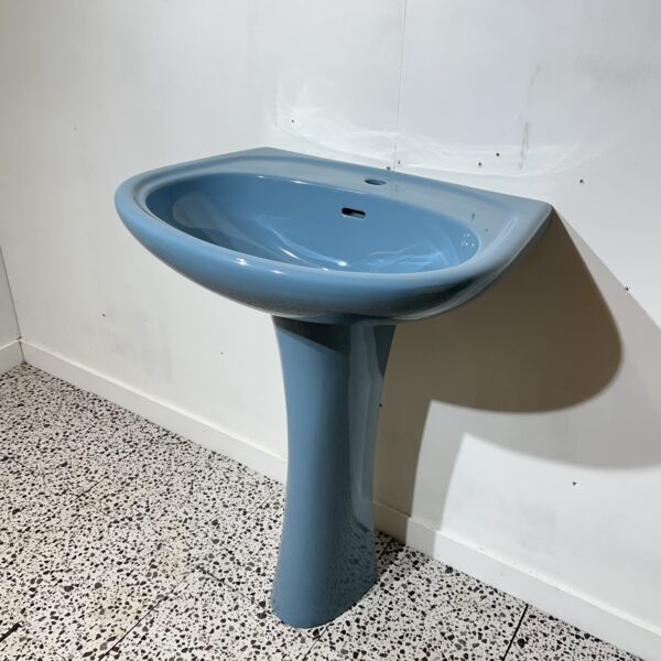 Retro Bermuda Blue Basin & Pedestal - Image 3