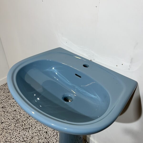 Retro Bermuda Blue Basin & Pedestal - Image 4