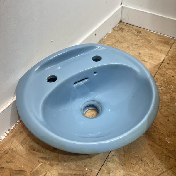 Small Retro Handwash Basin in Bermuda Blue - Image 2