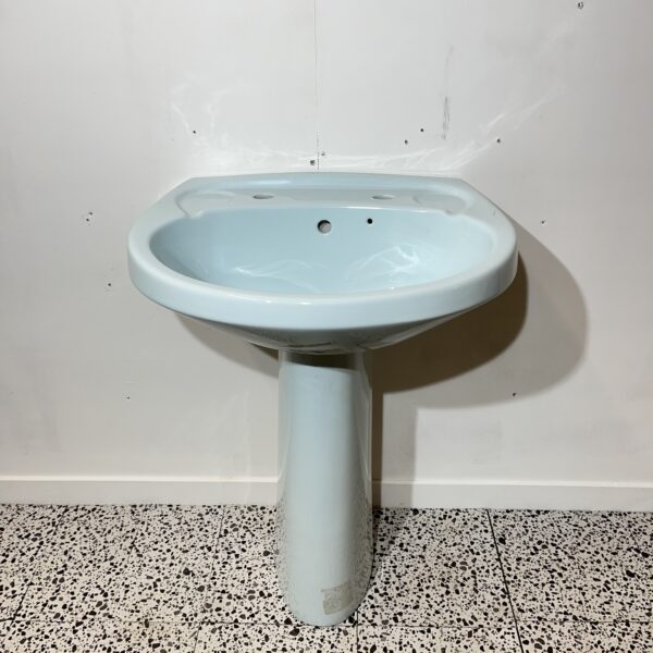 Twyfords Caradon Vista Basin & Pedestal in Freshwater Blue - Image 2