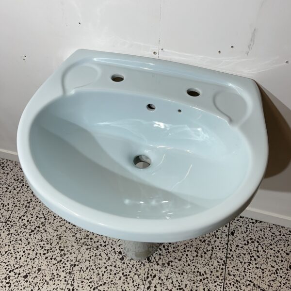 Twyfords Caradon Vista Basin & Pedestal in Freshwater Blue - Image 3